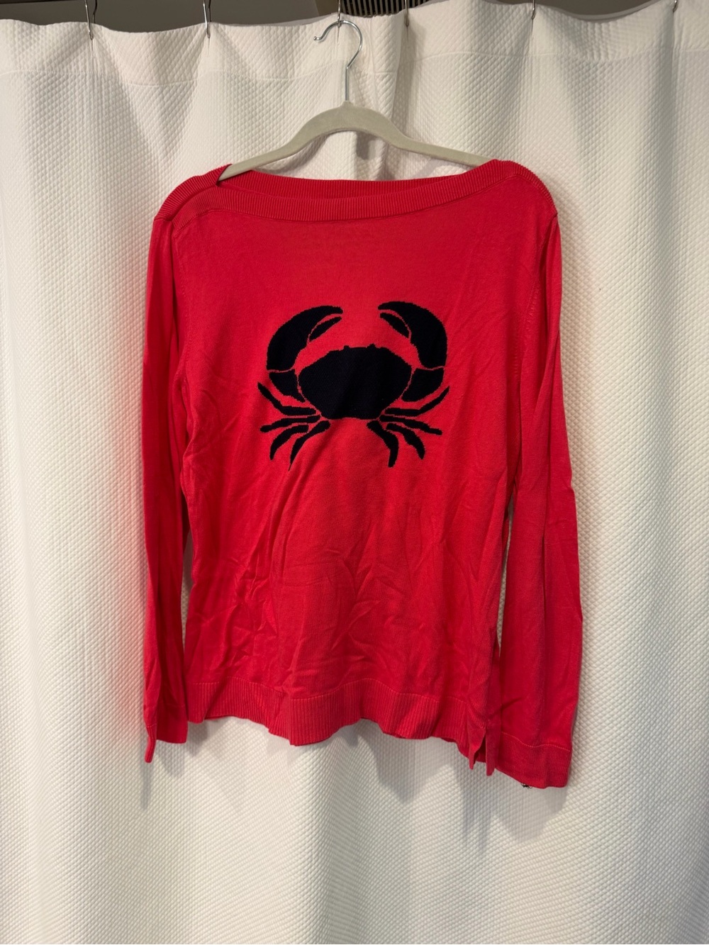 Talbots pink Women's Sweater with navy crab, xl
